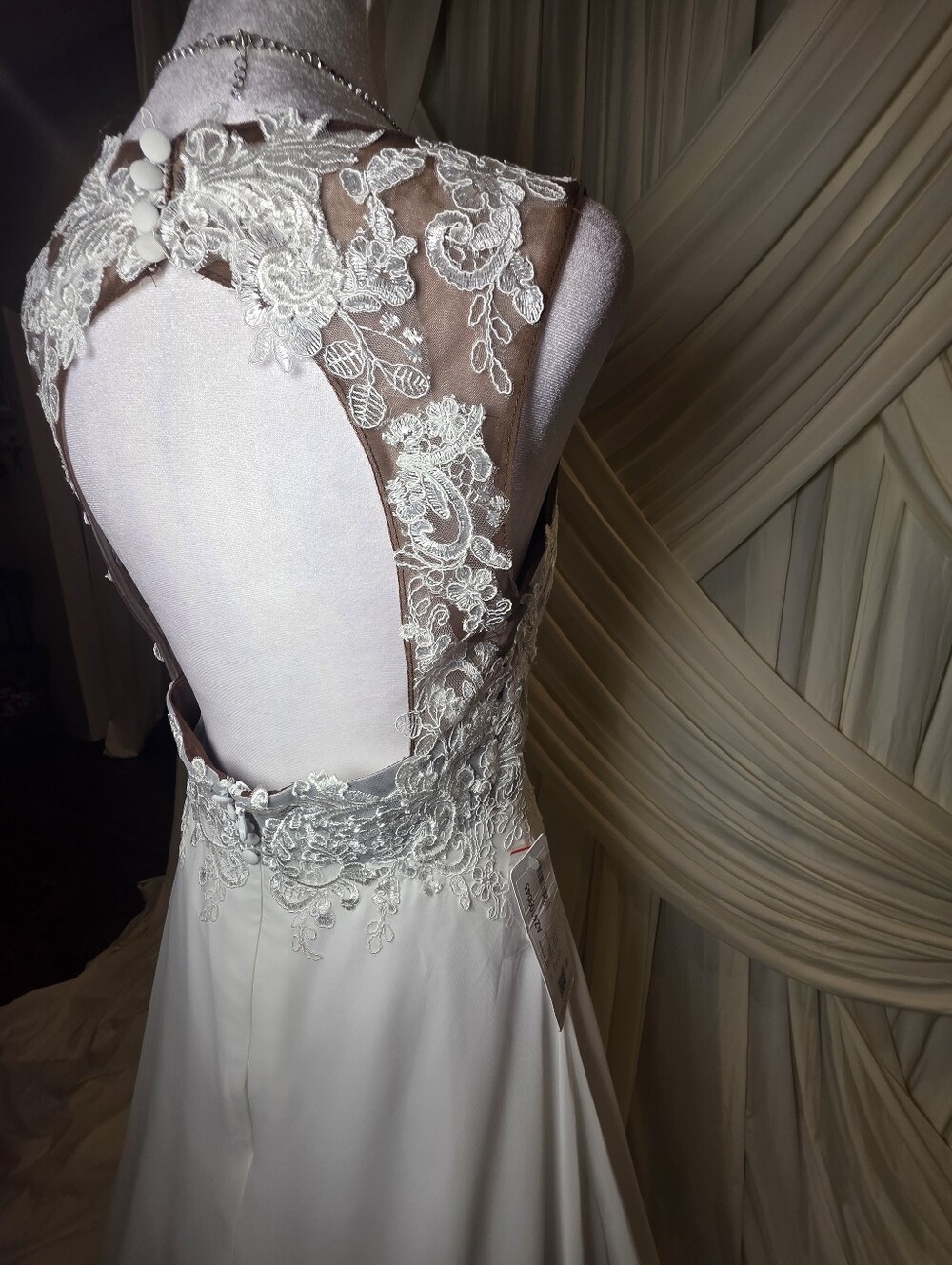 Azazie White Lace Appliqué A-Line Wedding Gown - Picture 11 of 14